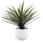 GloboStar® Artificial Garden CHELSEA 20802 Διακοσμητικό Πολυεστερικό Τσιμεντένιο Κασπώ Γλάστρα – Flower Pot Λευκό με Μαύρες Λεπτομέριες Μ25 x Π27 x Υ30cm