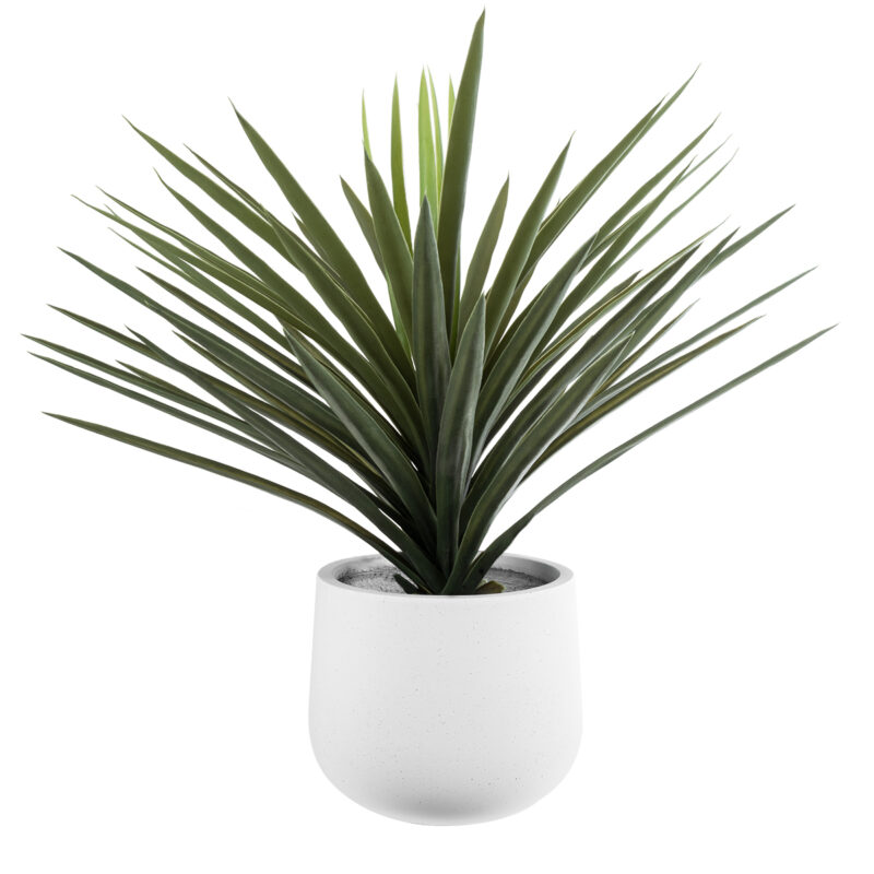 GloboStar® Artificial Garden CHELSEA 20802 Διακοσμητικό Πολυεστερικό Τσιμεντένιο Κασπώ Γλάστρα – Flower Pot Λευκό με Μαύρες Λεπτομέριες Μ25 x Π27 x Υ30cm