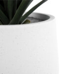 GloboStar® Artificial Garden CHELSEA 20802 Διακοσμητικό Πολυεστερικό Τσιμεντένιο Κασπώ Γλάστρα – Flower Pot Λευκό με Μαύρες Λεπτομέριες Μ25 x Π27 x Υ30cm