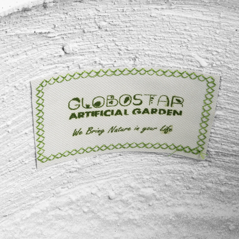 GloboStar® Artificial Garden CHELSEA 20802 Διακοσμητικό Πολυεστερικό Τσιμεντένιο Κασπώ Γλάστρα – Flower Pot Λευκό με Μαύρες Λεπτομέριες Μ25 x Π27 x Υ30cm