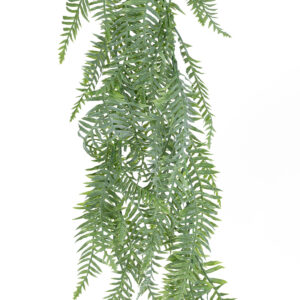 GloboStar® Artificial Garden HANGING FERN 20863 Τεχνητό Διακοσμητικό Κρεμαστό Φυτό Φτέρη Μ28 x Π15 x Υ90cm