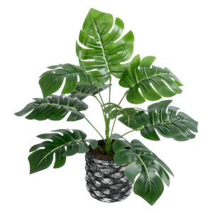 GloboStar® Artificial Garden MONSTERA 20893 – Τεχνητό Διακοσμητικό Φυτό Μονστέρα Φ40 x Υ33cm