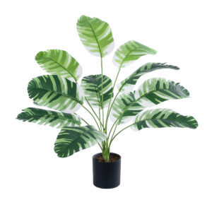 GloboStar® Artificial Garden BANANA PLANT ZEBRA 20929 – Διακοσμητικό Φυτό Μπανανιά Ζέβρα Φ70 x Υ55cm