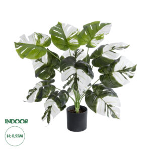 GloboStar® Artificial Garden ALBINO MONSTERA PLANT 20935 – Διακοσμητικό Φυτό Λευκή Μονστέρα Φ60 x Υ55cm