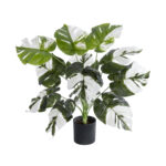 GloboStar® Artificial Garden ALBINO MONSTERA PLANT 20935 – Διακοσμητικό Φυτό Λευκή Μονστέρα Φ60 x Υ55cm