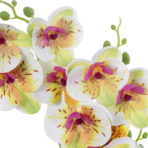 GloboStar® Artificial Garden WHITE – FUCHSIA ORCHID 21078 Διακοσμητικό Φυτό Λευκή – Φούξια Ορχιδέα Υ45cm