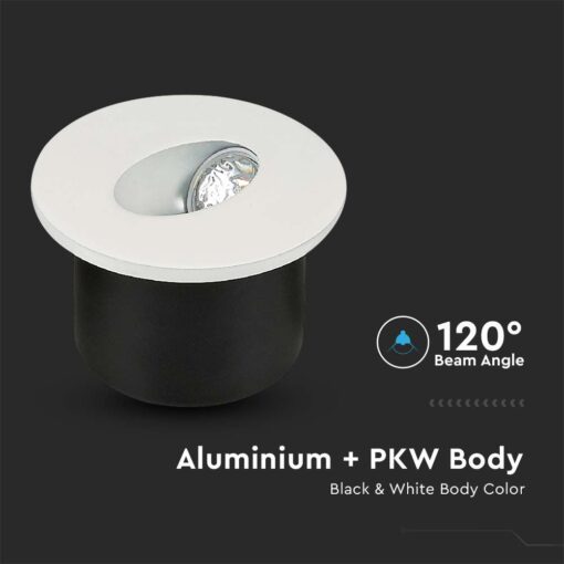 LED Spot Χωνευτό Λευκό Στρογγυλό για Σκαλοπάτια 3W V-TAC  Θερμό Λευκό 3000K – 211207