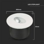 LED Spot Χωνευτό για Σκαλοπάτια 3W V-TAC Λευκό Στρογγυλό Χωνευτό Φυσικό 4000K – 211208