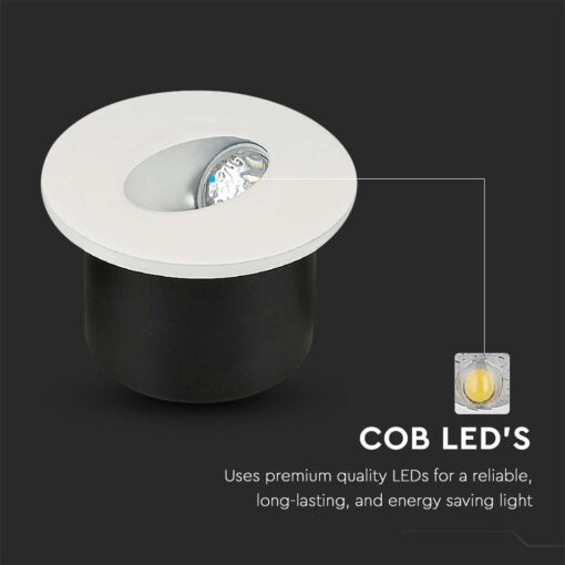 LED Spot Χωνευτό για Σκαλοπάτια 3W V-TAC Λευκό Στρογγυλό Χωνευτό Φυσικό 4000K – 211208