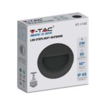 Επιτοίχιο Φωτιστικό LED για Σκαλοπάτια 2W V-TAC Μαύρο Στρογγυλό Αδιάβροχο IP65 Φυσικό 4000K – 211316