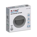 Επιτοίχιο Φωτιστικό LED για Σκαλοπάτια 2W V-TAC Γκρι Στρογγυλό Αδιάβροχο IP65 Θερμό 3000K – 211319