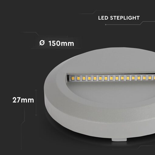 Επιτοίχιο Φωτιστικό LED για Σκαλοπάτια 2W V-TAC Γκρι Στρογγυλό Αδιάβροχο IP65 Θερμό 3000K – 211319