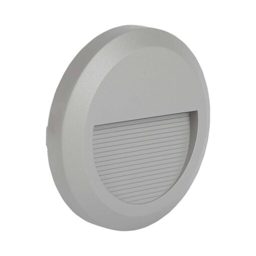 Επιτοίχιο Φωτιστικό LED για Σκαλοπάτια 2W V-TAC Γκρι Στρογγυλό Αδιάβροχο IP65 Θερμό 3000K – 211319