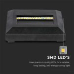 Επιτοίχιο Φωτιστικό LED για Σκαλοπάτια 2W V-TAC Μαύρο Τετράγωνο Αδιάβροχο IP65 Θερμό 3000K – 211323