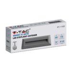 Επιτοίχιο Φωτιστικό LED για Σκαλοπάτια 3W V-TAC Γκρι Ορθογώνιο Αδιάβροχο IP65 Φυσικό 4000K – 211330