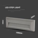 Επιτοίχιο Φωτιστικό LED για Σκαλοπάτια 3W V-TAC Γκρι Ορθογώνιο Αδιάβροχο IP65 Φυσικό 4000K – 211330