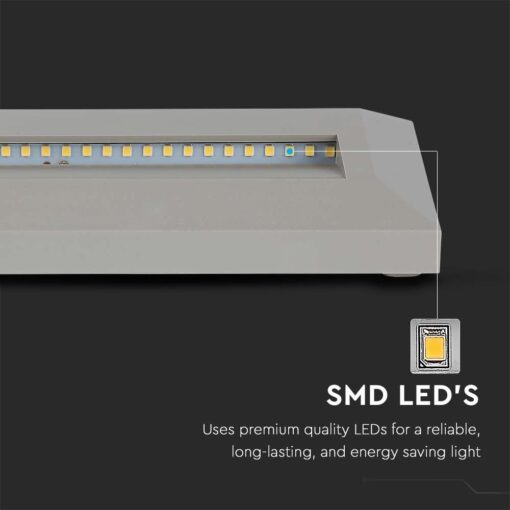 Επιτοίχιο Φωτιστικό LED για Σκαλοπάτια 3W V-TAC Γκρι Ορθογώνιο Αδιάβροχο IP65 Φυσικό 4000K – 211330