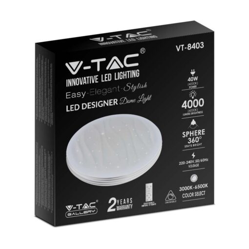 Πλαφονιέρα LED Designer 20W/40W/20W Στρογγυλή με κυματισμό Dimmable 3 σε 1 V-TAC – 2114601