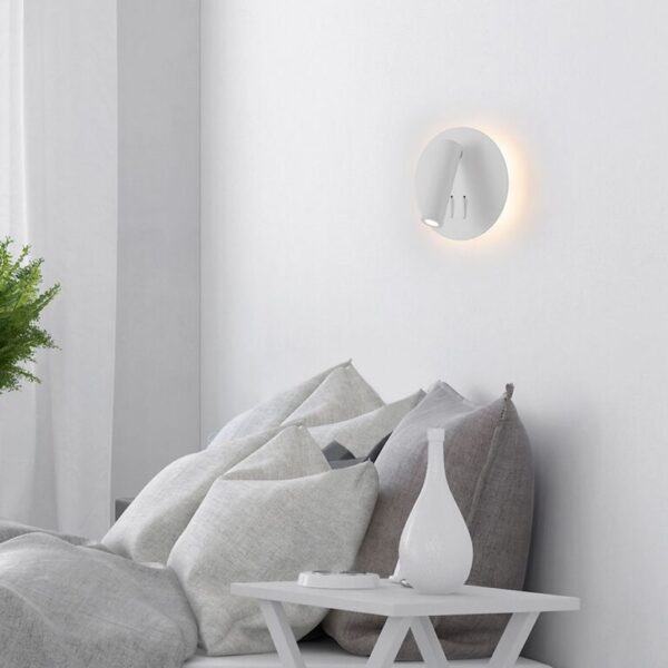 LED απλίκα 3W+6W 3000K θερμό λευκό με λευκό σώμα στρογγυλή V-TAC – 211489