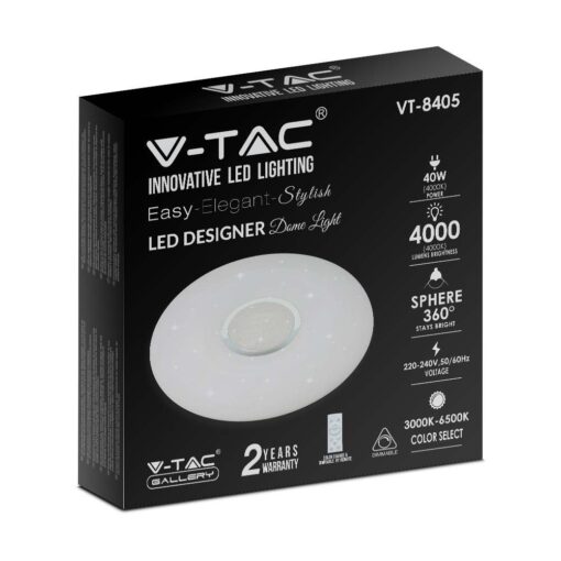 Πλαφονιέρα LED Designer 20W/40W/20W Στρογγυλή Dimmable 3 σε 1 V-TAC – 2114941