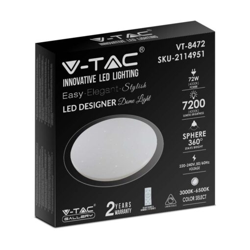 Πλαφονιέρα LED Designer 36W/72W/36W Στρογγυλή Dimmable 3 σε 1 V-TAC – 2114951