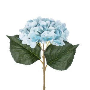 GloboStar® Artificial Garden SKY BLUE HYDRANGEA BRANCH 21177 Τεχνητό Διακοσμητικό Κλαδί Ορτανσίας Γαλάζιο  Y47cm