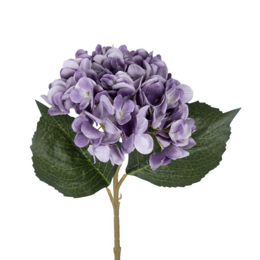 GloboStar® Artificial Garden PURPLE HYDRANGEA BRANCH 21181 Τεχνητό Διακοσμητικό Κλαδί Ορτανσίας Βαθύ Μωβ  Y47cm