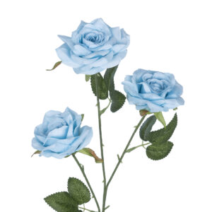 GloboStar® Artificial Garden SKY BLUE CLIMBING ROSE BRANCH 21191 Τεχνητό Διακοσμητικό Κλαδί Τριαντάφυλλο Ξεθωριασμένο Γαλάζιο Y66cm