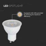 LED SPOT Λάμπα GU10 6W V-TAC PRO Samsung Chip 110° 445lm Dimmable Θερμό 3000K – 21198