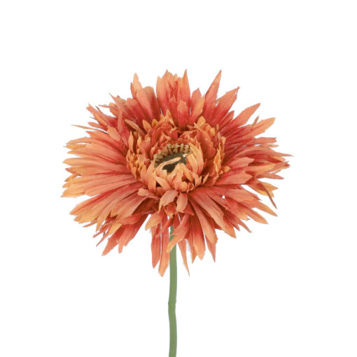 GloboStar® Artificial Garden ORANGE  ROSE BRANCH 21206 Τεχνητό Διακοσμητικό Κλαδί Ζέρμπερας Πορτοκαλί Y44cm