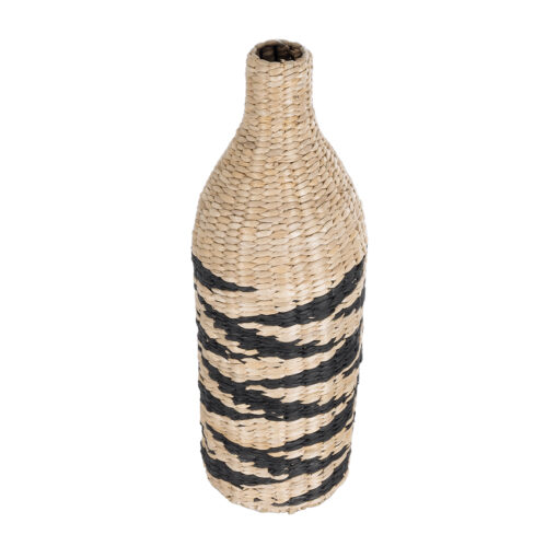 GloboStar® Artificial Garden AQABA 21243 Διακοσμητικό Πλεκτό Καλάθι – Κασπώ Γλάστρα – Flower Pot Μπεζ με Μαύρο Φ20cm x Υ60cm