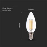 Λάμπα LED E14 Κερί Filament 6W 3000K γυαλί διάφανο V-TAC – 212848