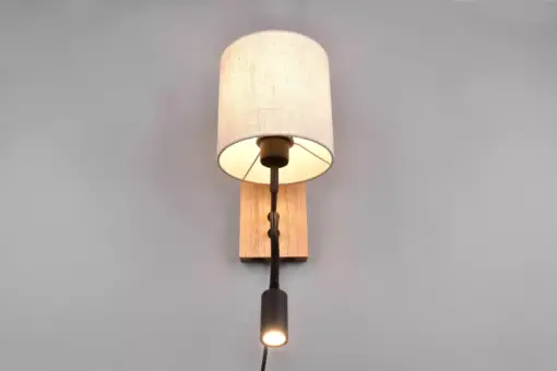 Trio Lighting 212879236 NILAM Φωτιστικό Τοίχου Ξύλο/Λευκό με Reader 3.1W 310lm 3000K + 1xE27