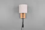 Trio Lighting 212879236 NILAM Φωτιστικό Τοίχου Ξύλο/Λευκό με Reader 3.1W 310lm 3000K + 1xE27