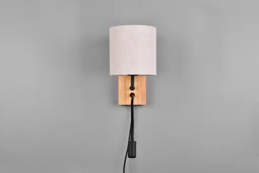Trio Lighting 212879236 NILAM Φωτιστικό Τοίχου Ξύλο/Λευκό με Reader 3.1W 310lm 3000K + 1xE27