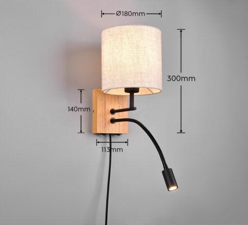 Επιτοίχιο Φωτιστικό Trio Lighting LED 1xE27 Ξύλινου Χρώματος – 212870236