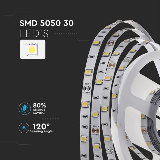 LED Ταινία 6W V-TAC Dimmable 500lm/m Ψυχρό Λευκό 6400K 5 Μέτρα – 212133