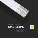 LED Γραμμικό Κρεμαστό Φωτιστικό 120cm Μαύρο 40W V-TAC PRO Samsung Chip 3720lm 120° Φυσικό Λευκό 4000K – 21374