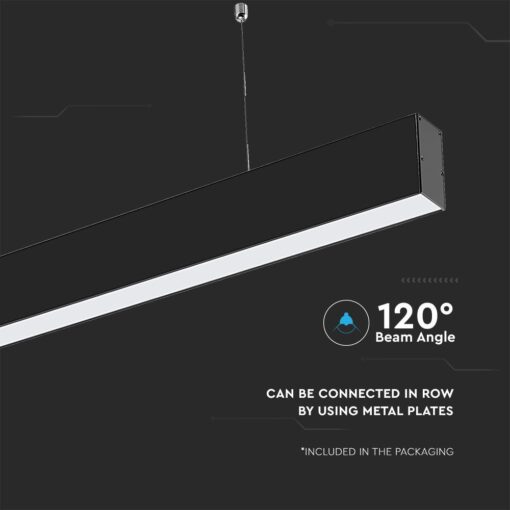 LED Γραμμικό Κρεμαστό Φωτιστικό 120cm Μαύρο 40W V-TAC PRO Samsung Chip 3720lm 120° Φυσικό Λευκό 4000K – 21374