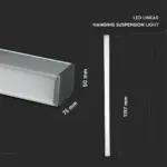 LED Γραμμικό Κρεμαστό Φωτιστικό 120cm Ασημί 40W V-TAC PRO Samsung Chip 3590lm 120° Φυσικό Λευκό 4000K – 21384