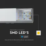 LED Γραμμικό Κρεμαστό Φωτιστικό 120cm Ασημί 40W V-TAC PRO Samsung Chip 3590lm 120° Φυσικό Λευκό 4000K – 21384