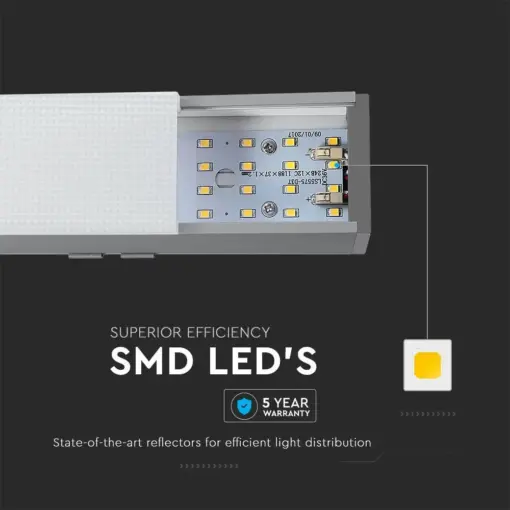 LED Γραμμικό Κρεμαστό Φωτιστικό 120cm Ασημί 40W V-TAC PRO Samsung Chip 3590lm 120° Φυσικό Λευκό 4000K – 21384