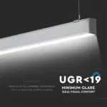 LED Γραμμικό Κρεμαστό Φωτιστικό 120cm Ασημί 40W V-TAC PRO Samsung Chip 3590lm 120° Φυσικό Λευκό 4000K – 21384