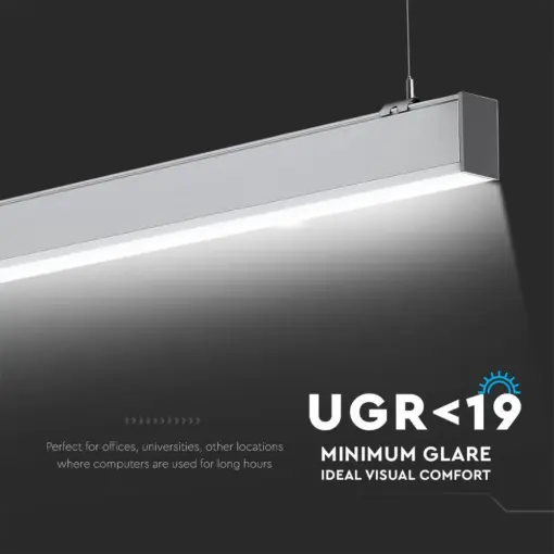 LED Γραμμικό Κρεμαστό Φωτιστικό 120cm Ασημί 40W V-TAC PRO Samsung Chip 3590lm 120° Φυσικό Λευκό 4000K – 21384