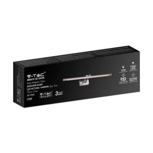 Φωτιστικό Καθρέφτη/Πίνακα Τοίχου LED 12W V-TAC 120° 910lm Χρώμιο Φυσικό 4000K – 213895
