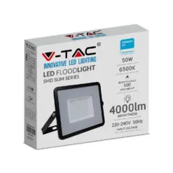 LED Προβολέας 50W V-TAC PRO Samsung Chip 100° 4000lm Μαύρος Αδιάβροχος IP65 Ψυχρό 6400K – 21408