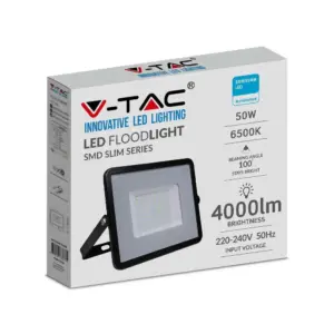 LED Προβολέας 50W V-TAC PRO Samsung Chip 100° 4000lm Μαύρος Αδιάβροχος IP65 Ψυχρό 6400K – 21408