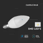 LED λάμπα E14 κερί SMD 3.7W θερμό λευκό 3000K V-TAC – 214216