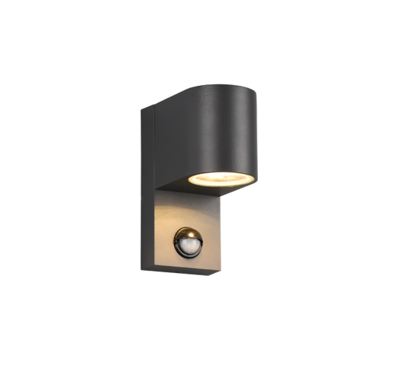 Φωτιστικό Τοίχου Trio Lighting ROYA 1x GU10 Ανθρακί Χυτό Αλουμίνιο IP44, Αισθητήρα κίνησης – 214260142