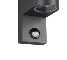 Φωτιστικό Τοίχου Trio Lighting ROYA 2x GU10 Ανθρακί Χυτό Αλουμίνιο IP44, Αισθητήρα κίνησης, Πάνω-κάτω φωτισμός – 214260242